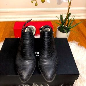 Black Textured Ankle Boots